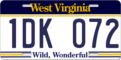 WV license plate 1DK072