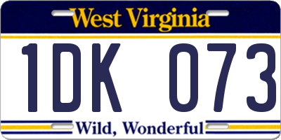 WV license plate 1DK073