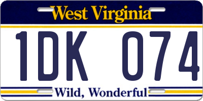 WV license plate 1DK074