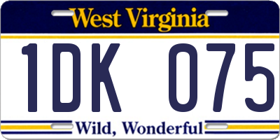 WV license plate 1DK075