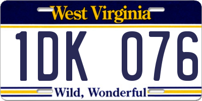 WV license plate 1DK076