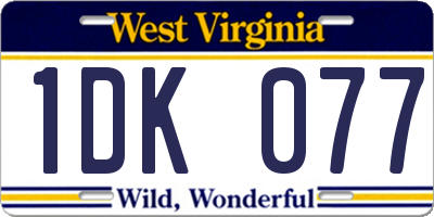 WV license plate 1DK077