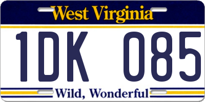 WV license plate 1DK085