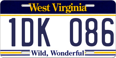 WV license plate 1DK086