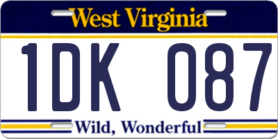 WV license plate 1DK087