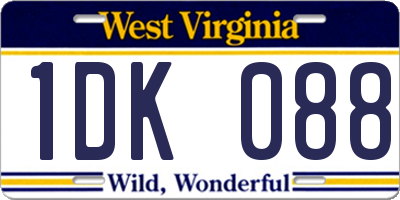 WV license plate 1DK088