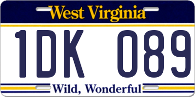 WV license plate 1DK089