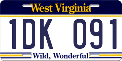 WV license plate 1DK091