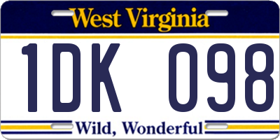 WV license plate 1DK098