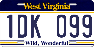 WV license plate 1DK099