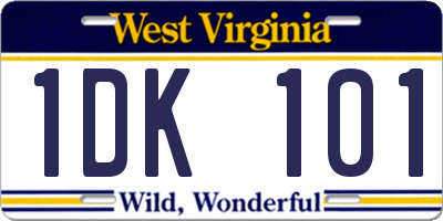 WV license plate 1DK101
