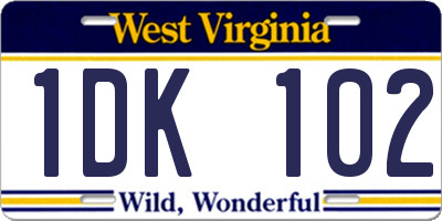 WV license plate 1DK102