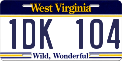 WV license plate 1DK104
