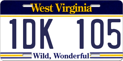 WV license plate 1DK105