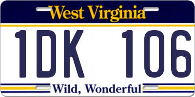 WV license plate 1DK106