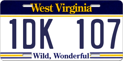 WV license plate 1DK107
