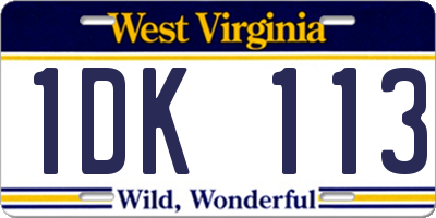 WV license plate 1DK113