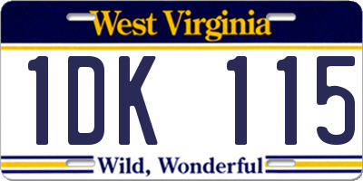 WV license plate 1DK115