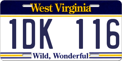 WV license plate 1DK116