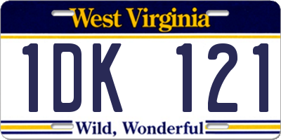 WV license plate 1DK121