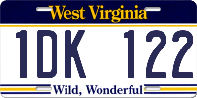WV license plate 1DK122