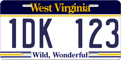 WV license plate 1DK123