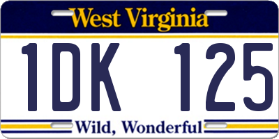 WV license plate 1DK125