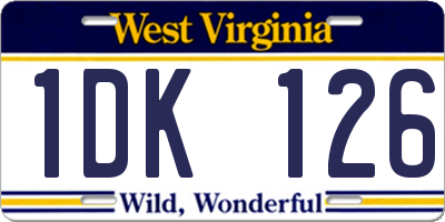 WV license plate 1DK126