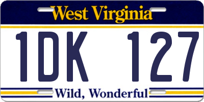 WV license plate 1DK127