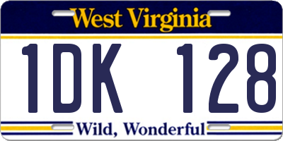 WV license plate 1DK128