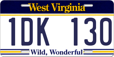 WV license plate 1DK130