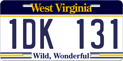 WV license plate 1DK131