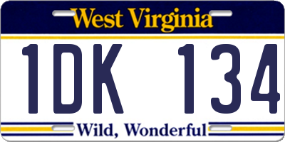 WV license plate 1DK134