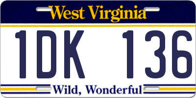 WV license plate 1DK136