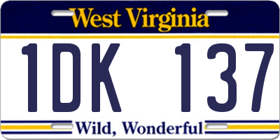 WV license plate 1DK137