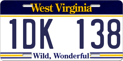 WV license plate 1DK138