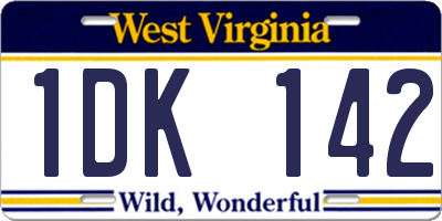 WV license plate 1DK142