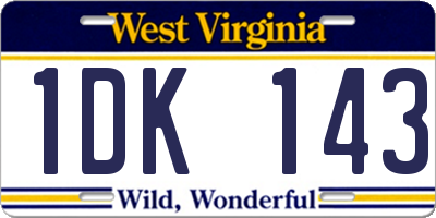 WV license plate 1DK143