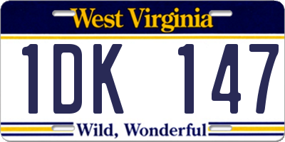 WV license plate 1DK147