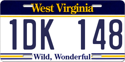 WV license plate 1DK148