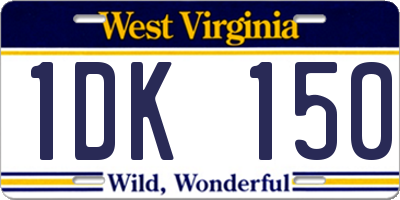 WV license plate 1DK150