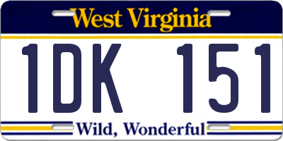 WV license plate 1DK151
