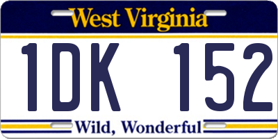 WV license plate 1DK152