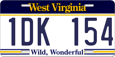 WV license plate 1DK154