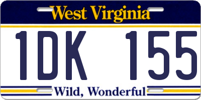 WV license plate 1DK155