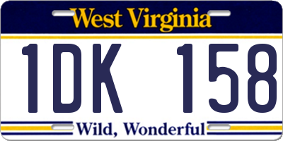 WV license plate 1DK158