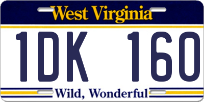 WV license plate 1DK160