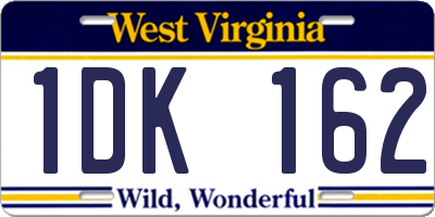 WV license plate 1DK162