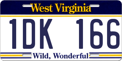 WV license plate 1DK166