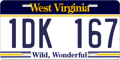 WV license plate 1DK167